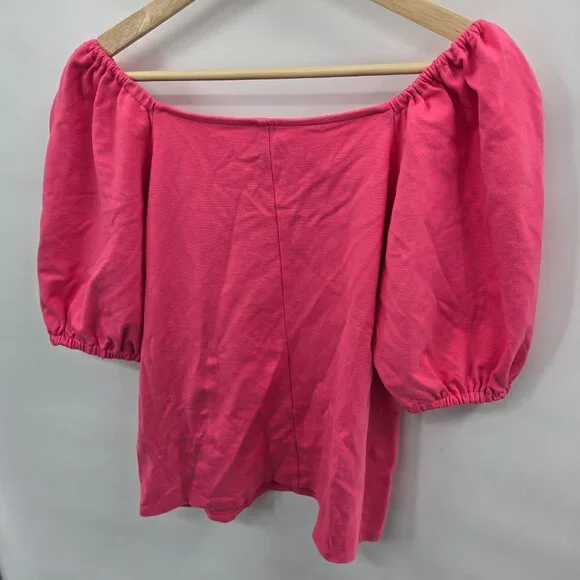 Anne Klein Hot Pink Off Shoulder Puff Sleeved Top Medium - Picture 2 of 14